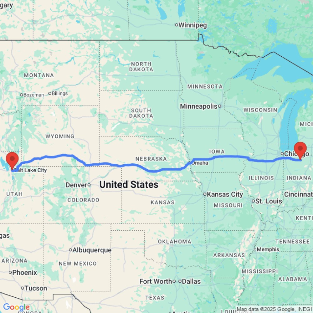 Trip between Nappanne and Salt Lake City