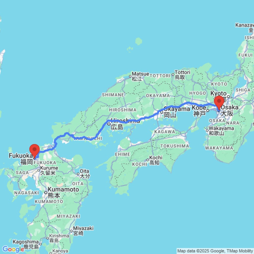 Trip between Fukuoka and Osaka