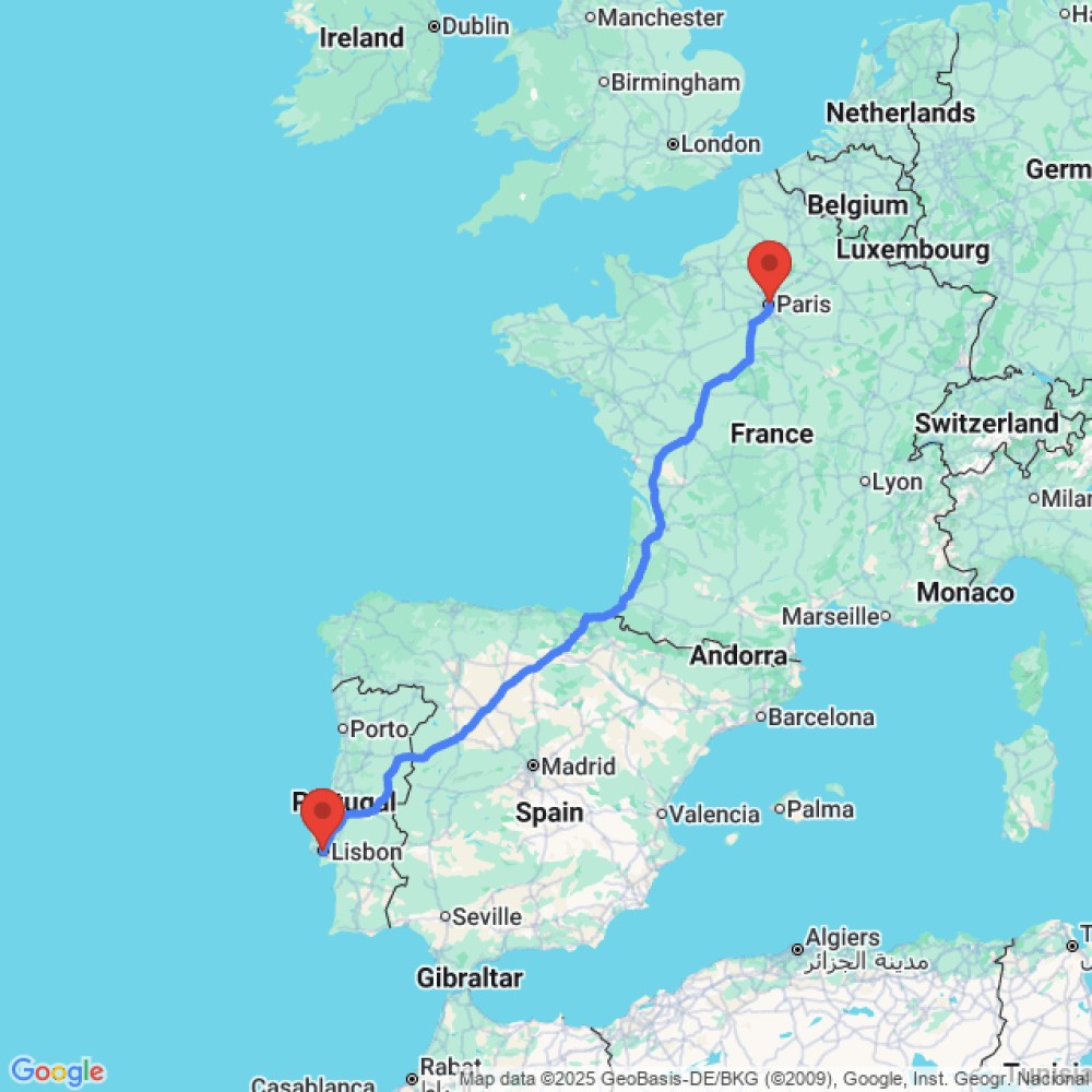Trip between Paris and Lisbon