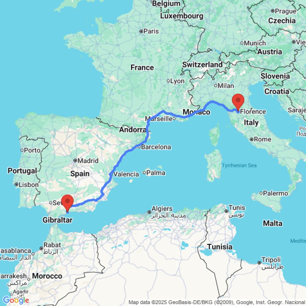 Trip between Florence and Malaga
