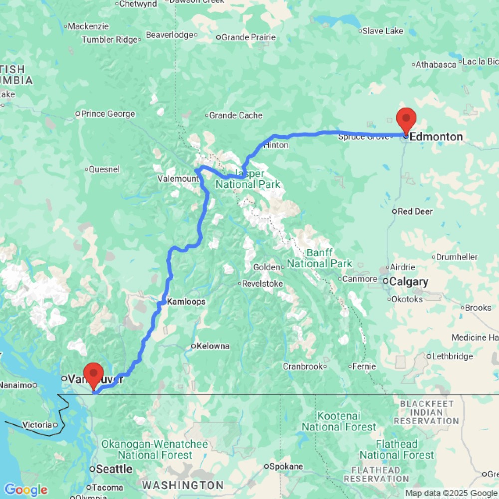 Trip between Edmonton and Abbotsford