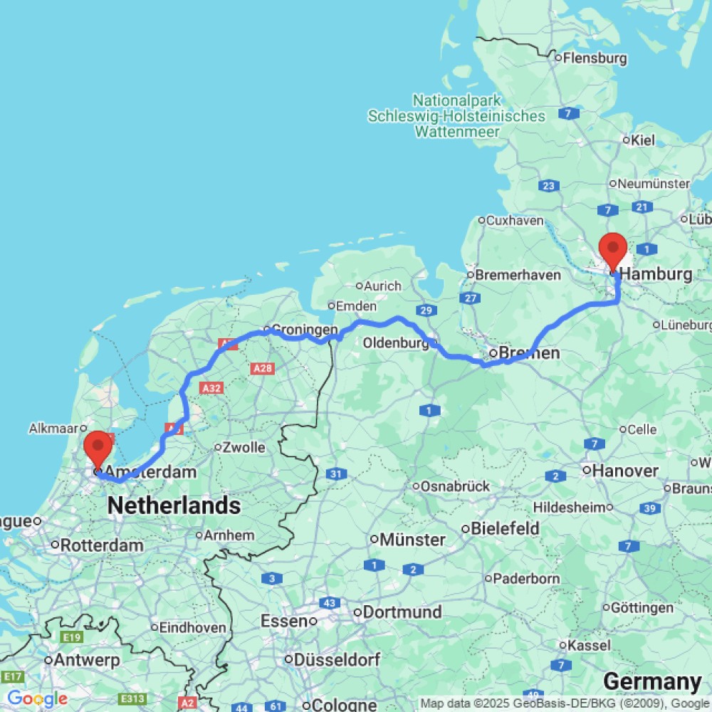 Trip between Hamburg and Amsterdam