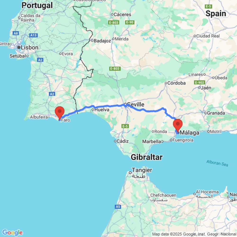 Trip between Faro and Malaga