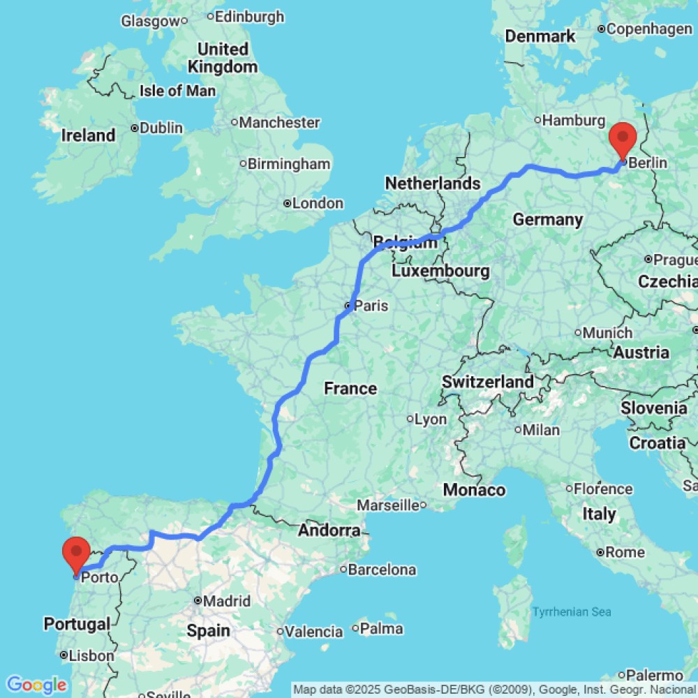 Trip between Berlin and Porto