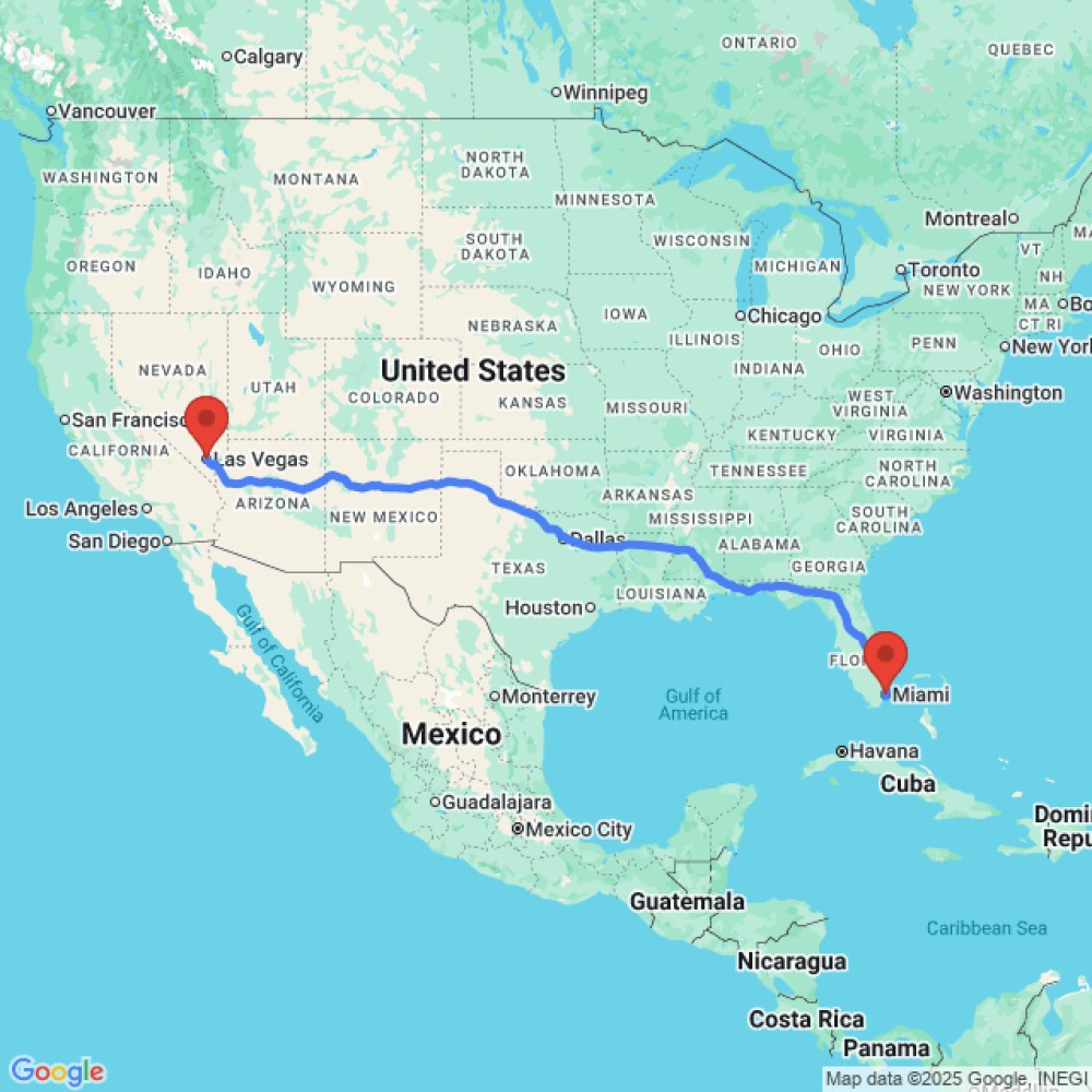 Trip between Las Vegas and Miami