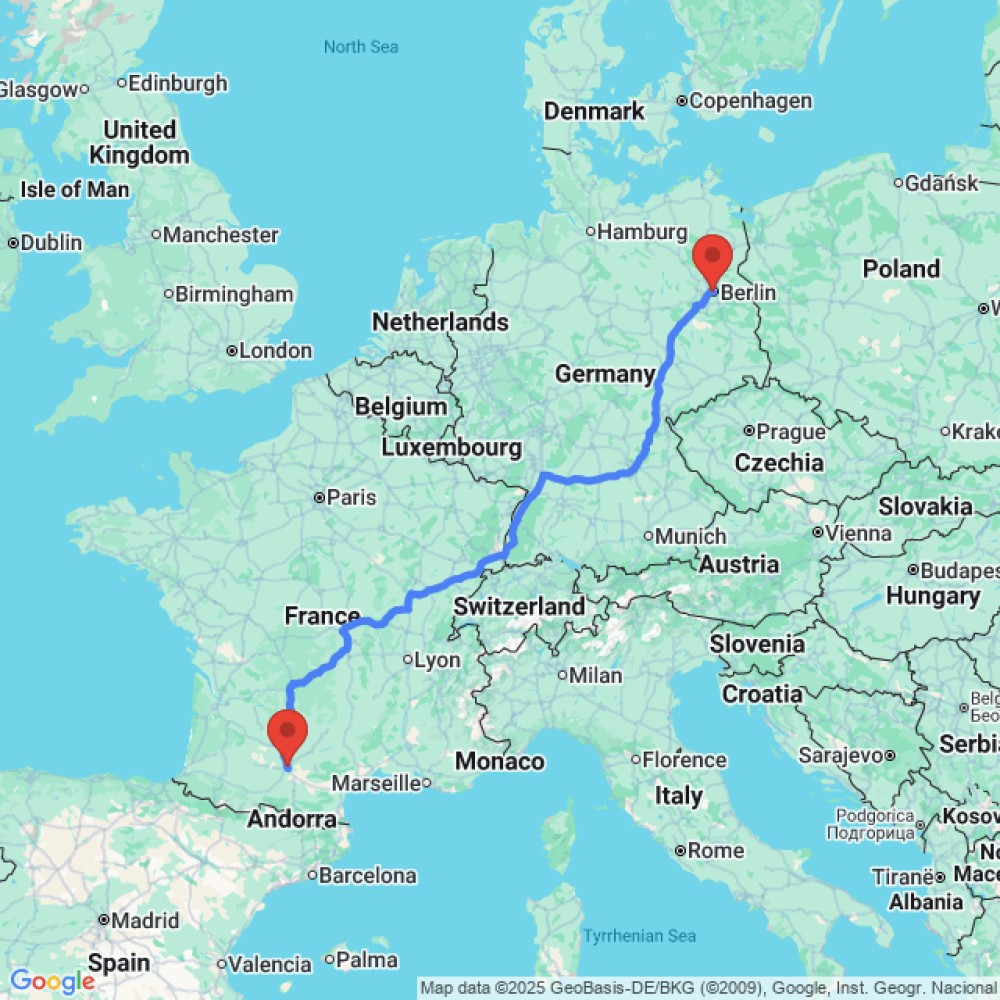 Trip between Berlin and Toulouse