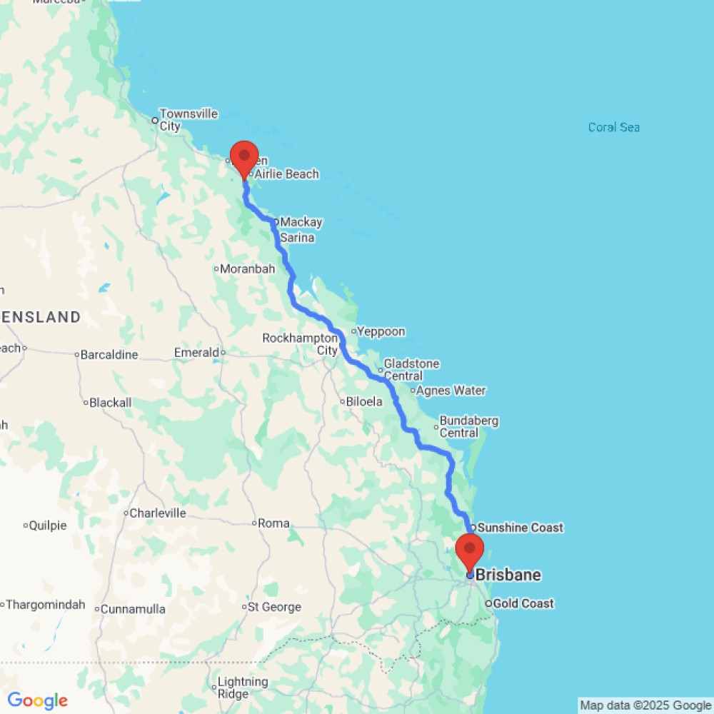 Trip between Proserpine and Brisbane