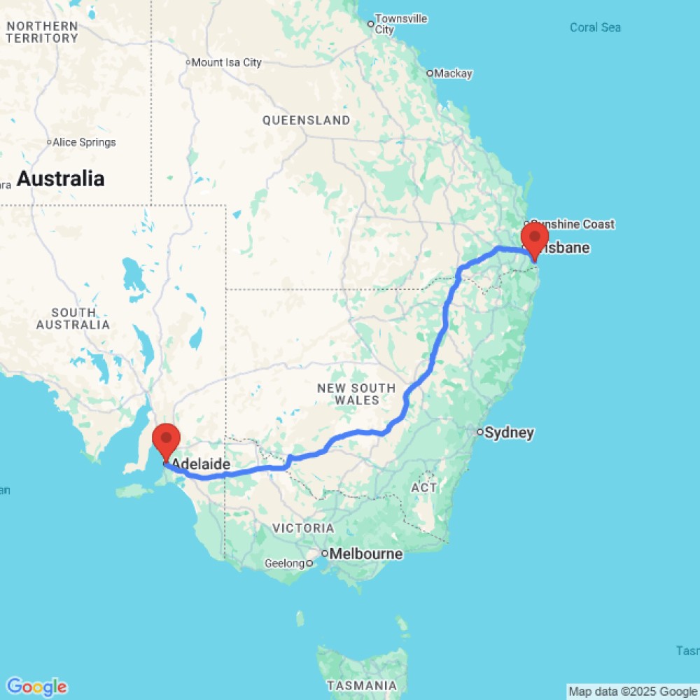 Trip between Gold Coast and Adelaide
