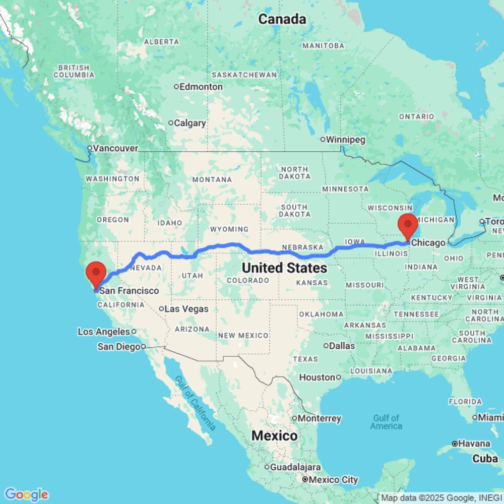 Trip between San Francisco and Chicago