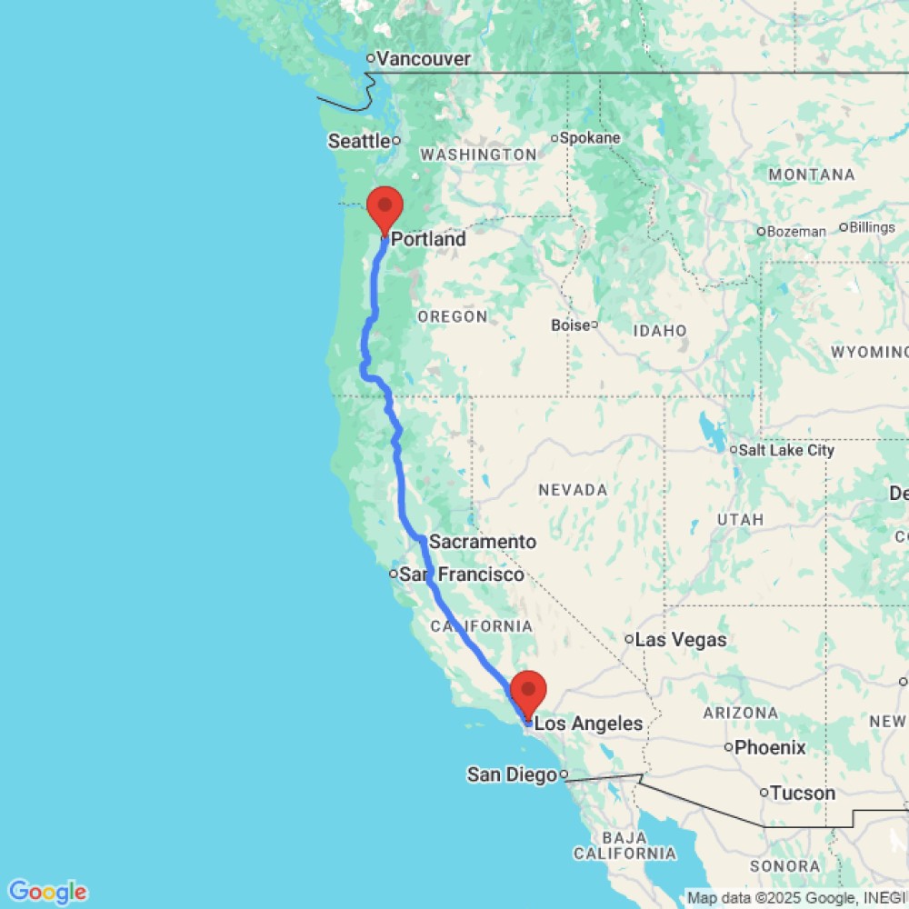 Trip between Los Angeles and Portland