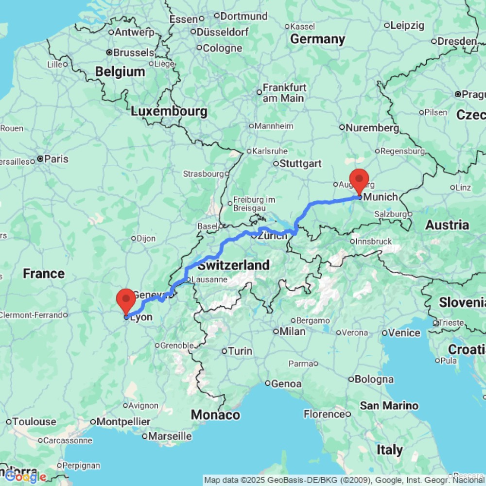 Trip between Munich and Lyon