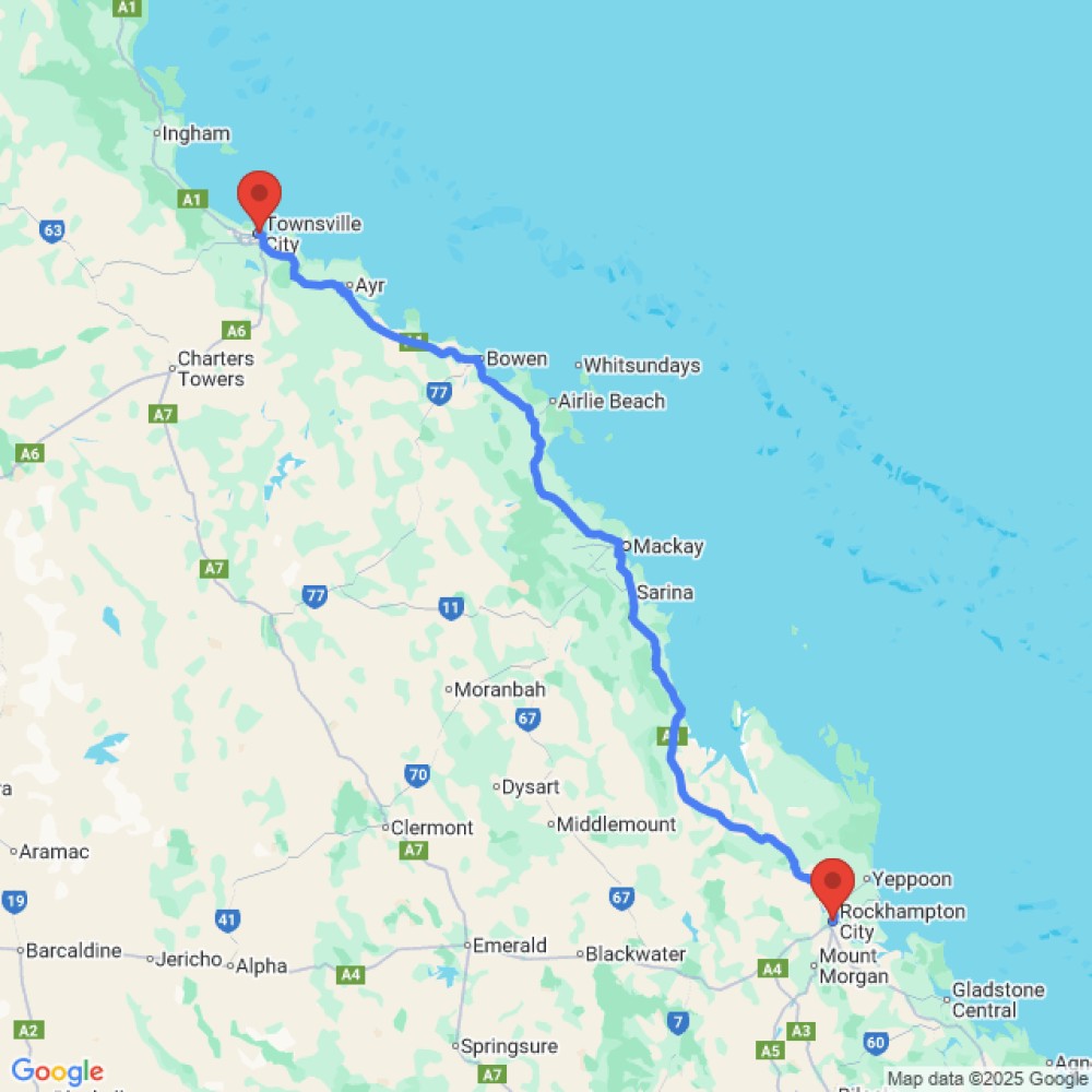 Trip between Rockhampton and Townsville