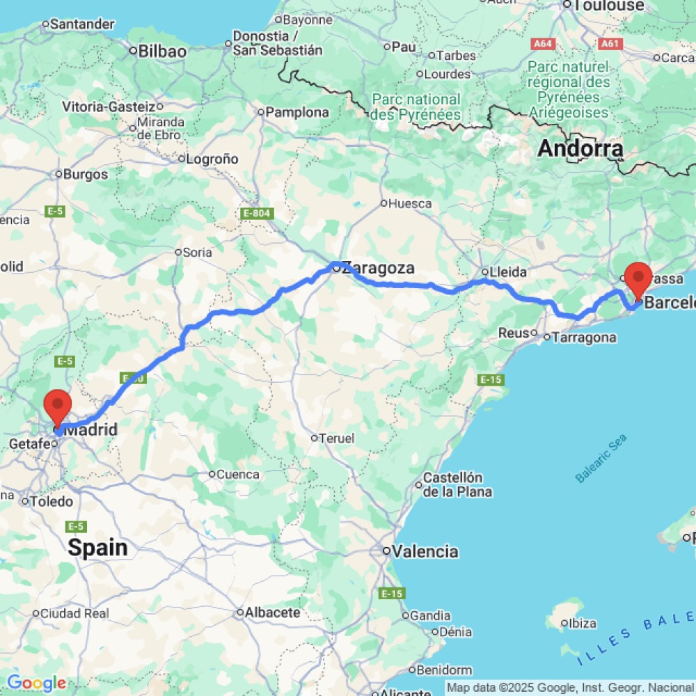 Trip between Madrid and Barcelona