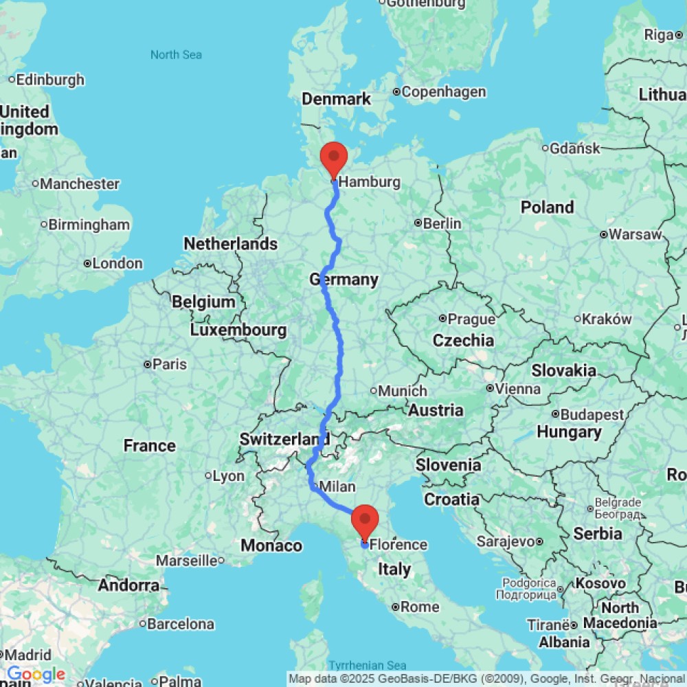Trip between Florence and Hamburg