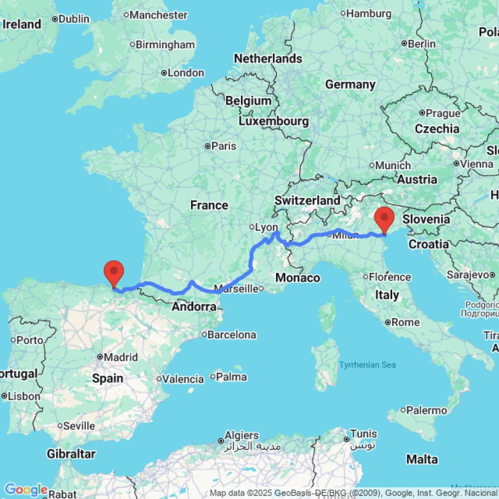 Trip between Venice and Bilbao