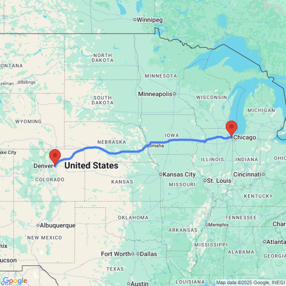 Trip between Denver and Chicago