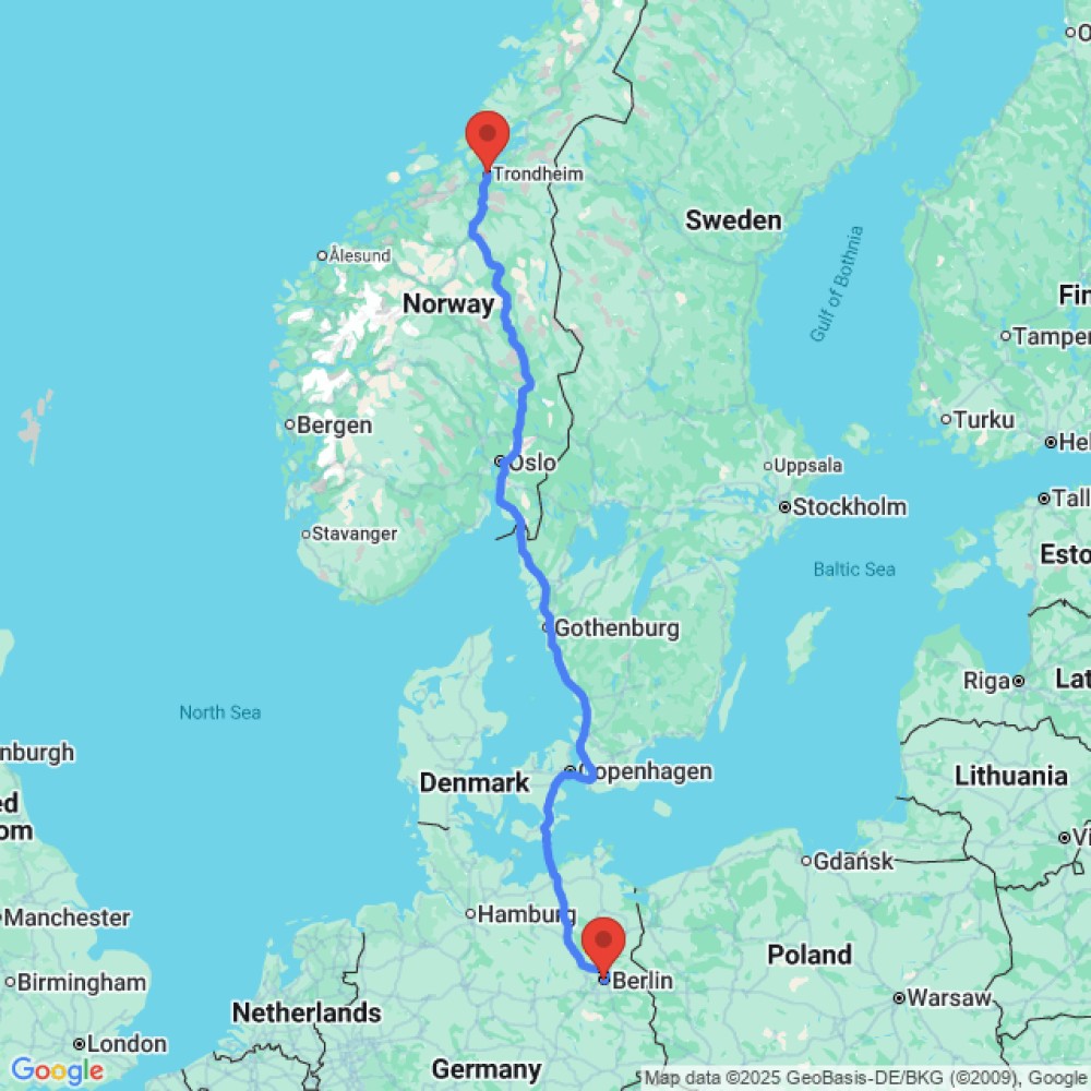 Trip between Berlin and Trondheim