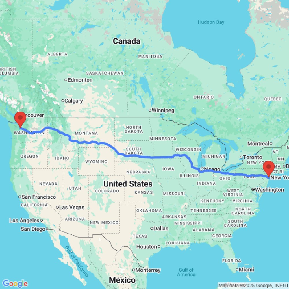 Trip between Seattle and New York