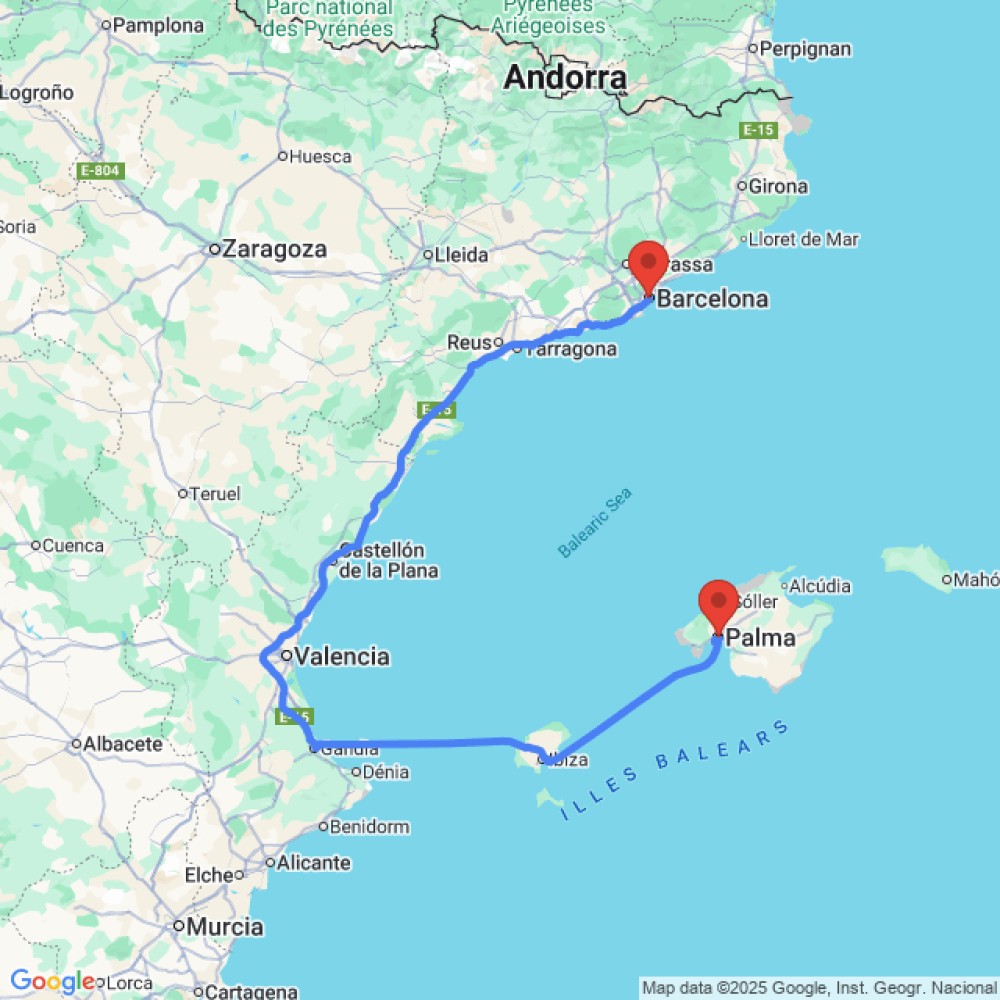 Trip between Barcelona and Palma