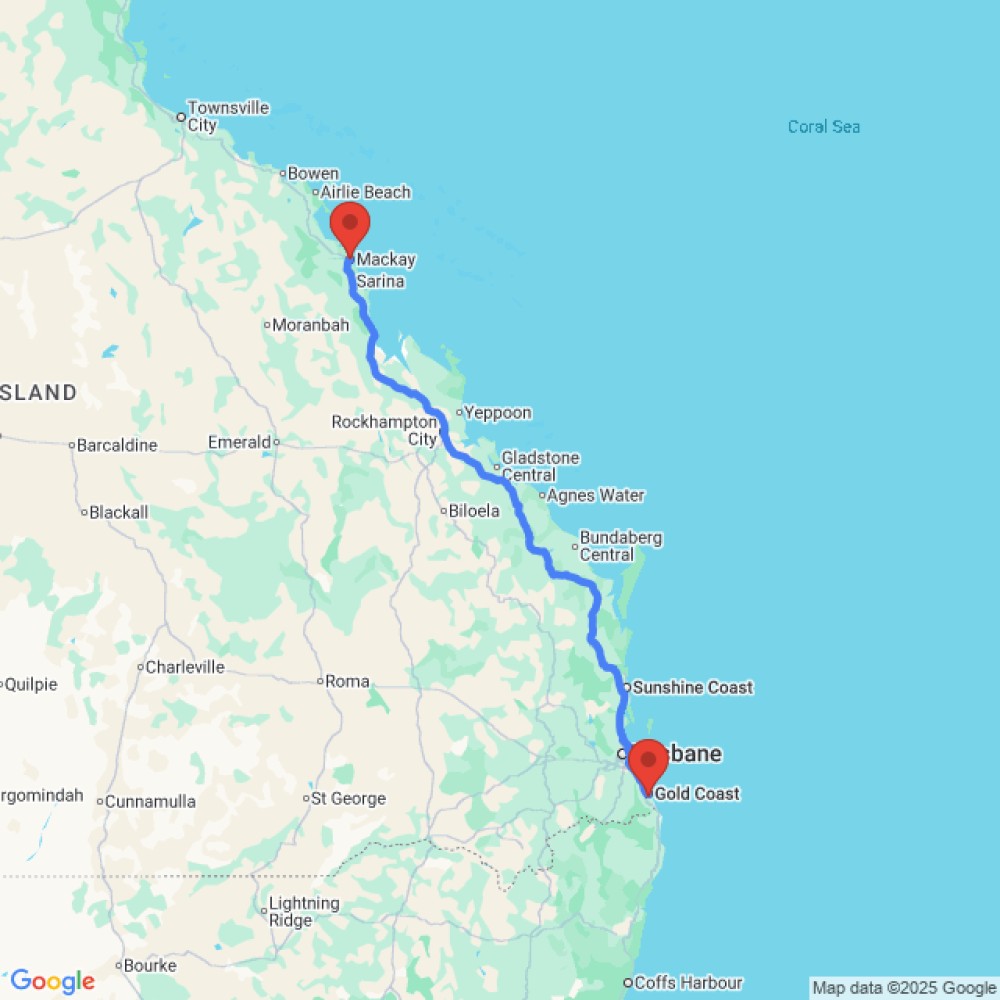 Trip between Gold Coast and Mackay