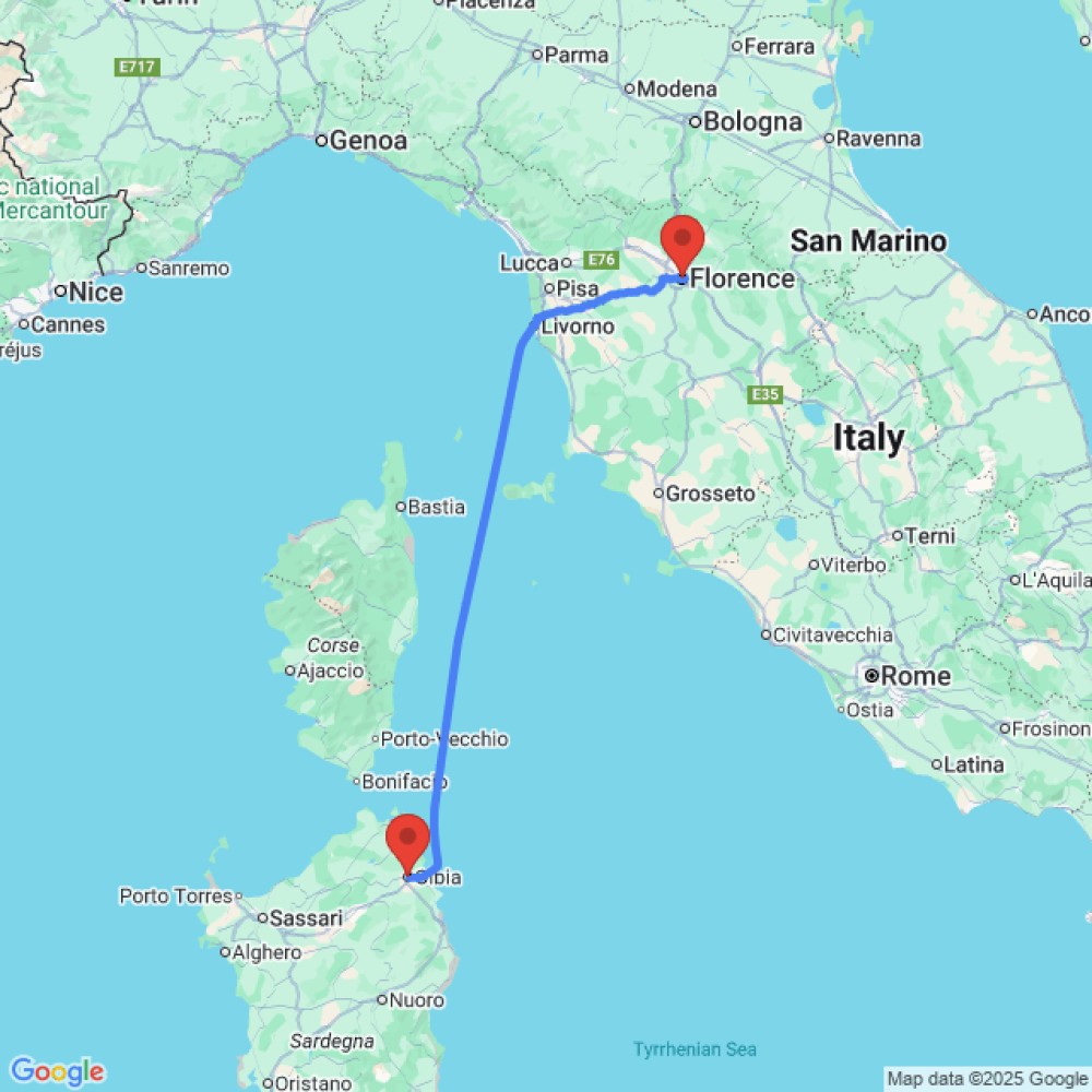 Trip between Florence and Olbia