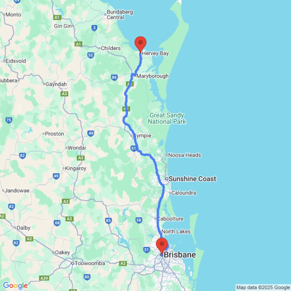 Trip between Brisbane and Hervey Bay