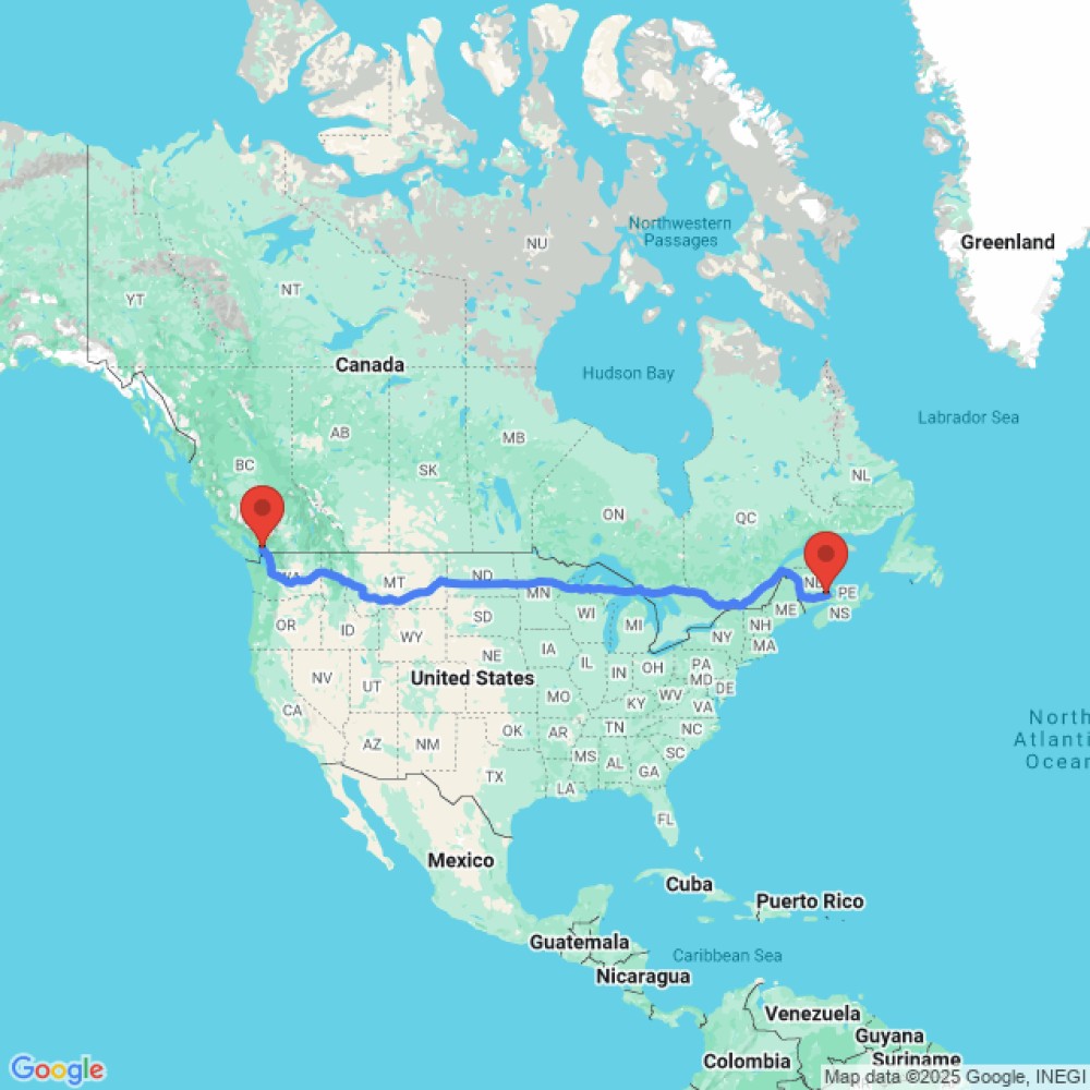 Trip between Vancouver and Moncton