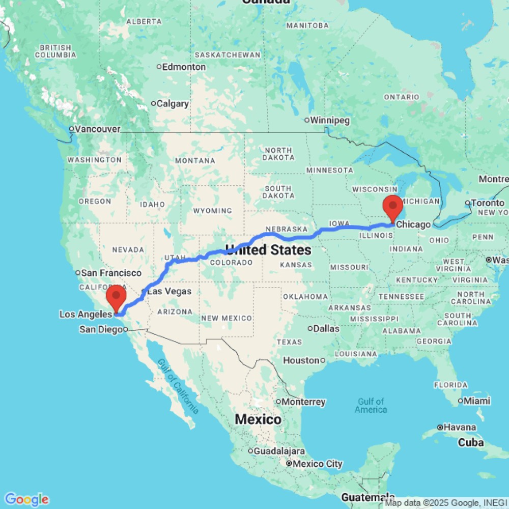 Trip between Chicago and Los Angeles
