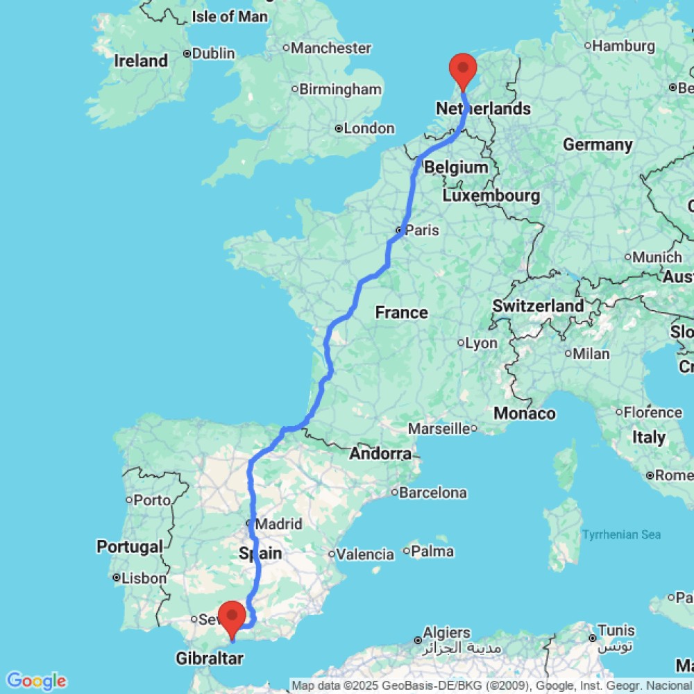Trip between Malaga and Amsterdam