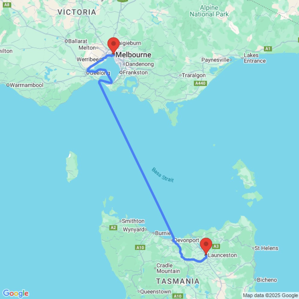Trip between Melbourne and Launceston
