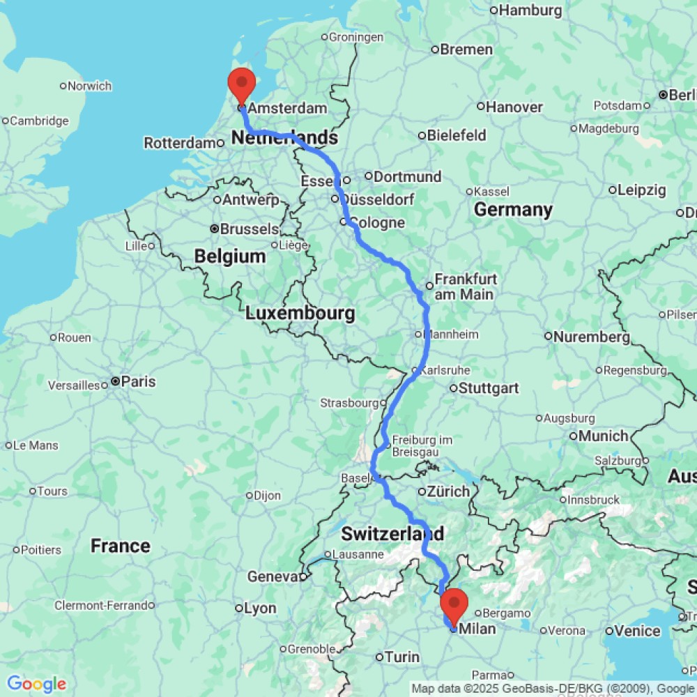 Trip between Milan and Amsterdam