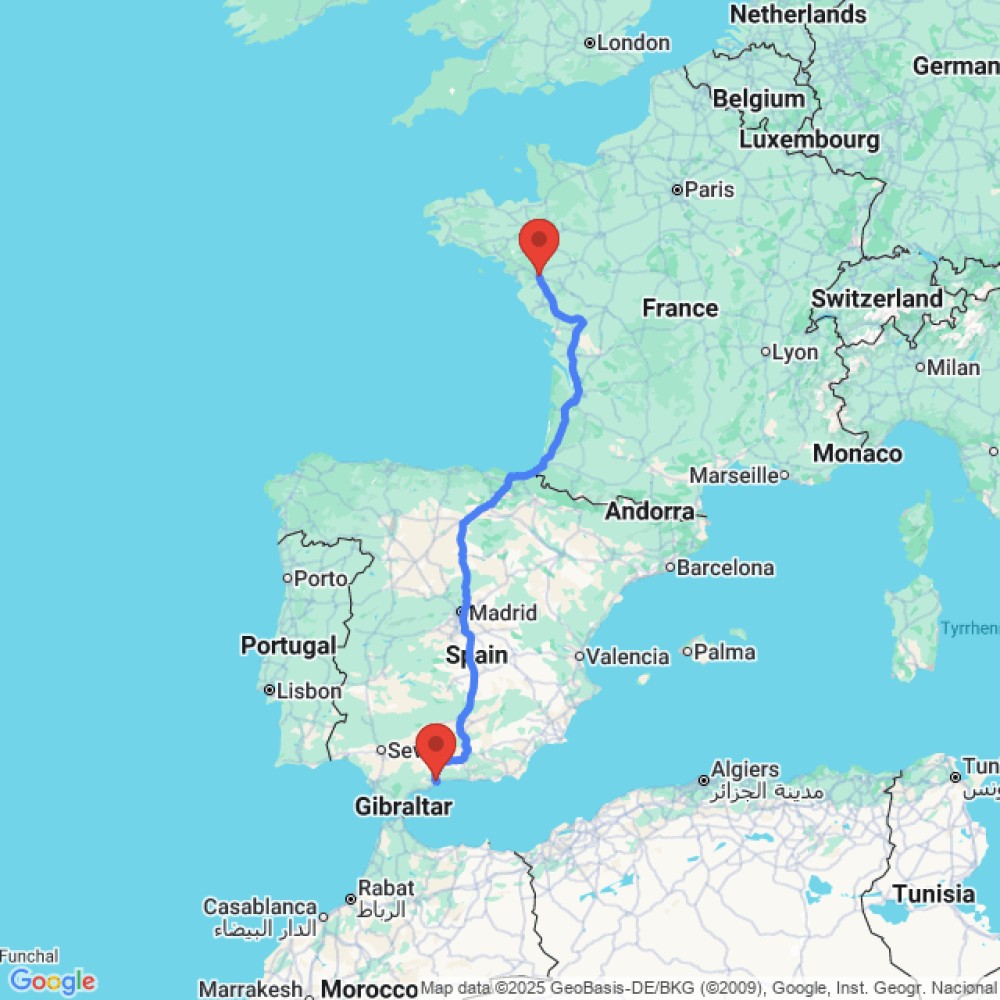 Trip between Nantes and Malaga