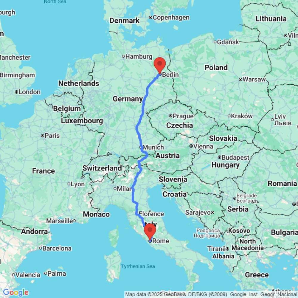 Trip between Berlin and Rome