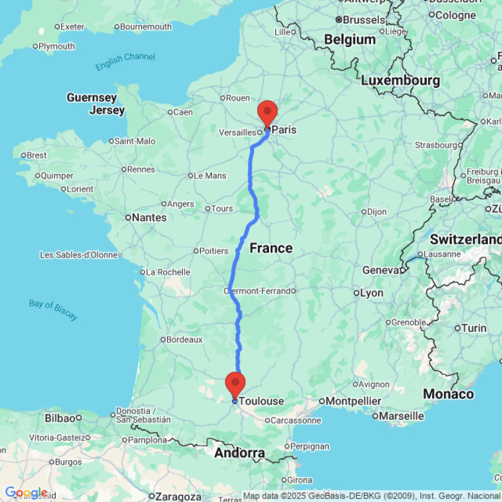 Trip between Toulouse and Paris