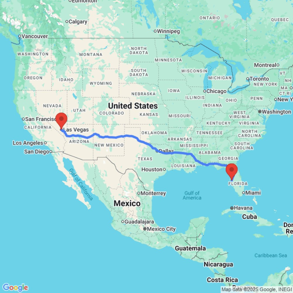 Trip between Las Vegas and Tampa