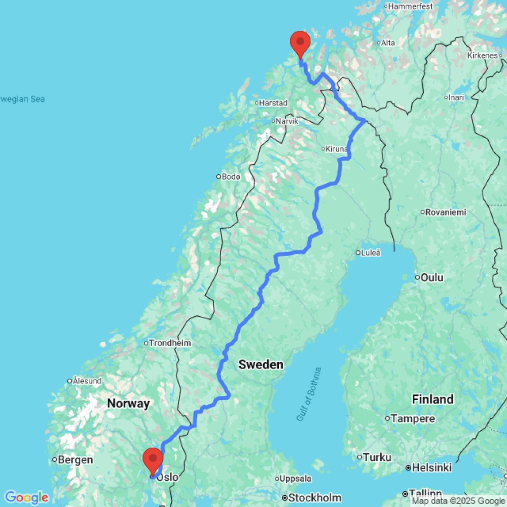 Trip between Oslo and Tromso