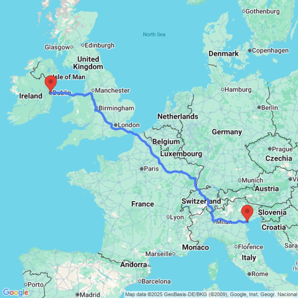 Trip between Venice and Dublin