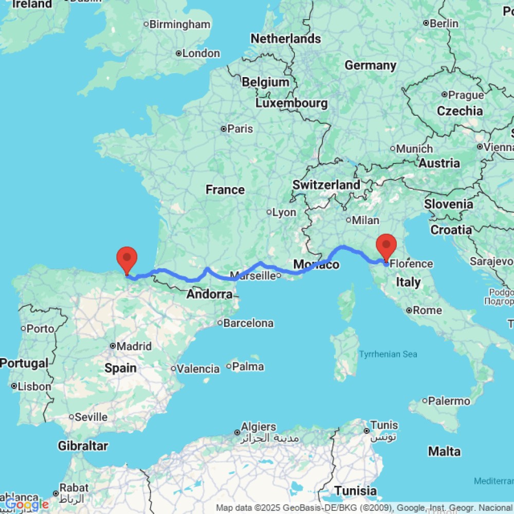 Trip between Florence and Bilbao