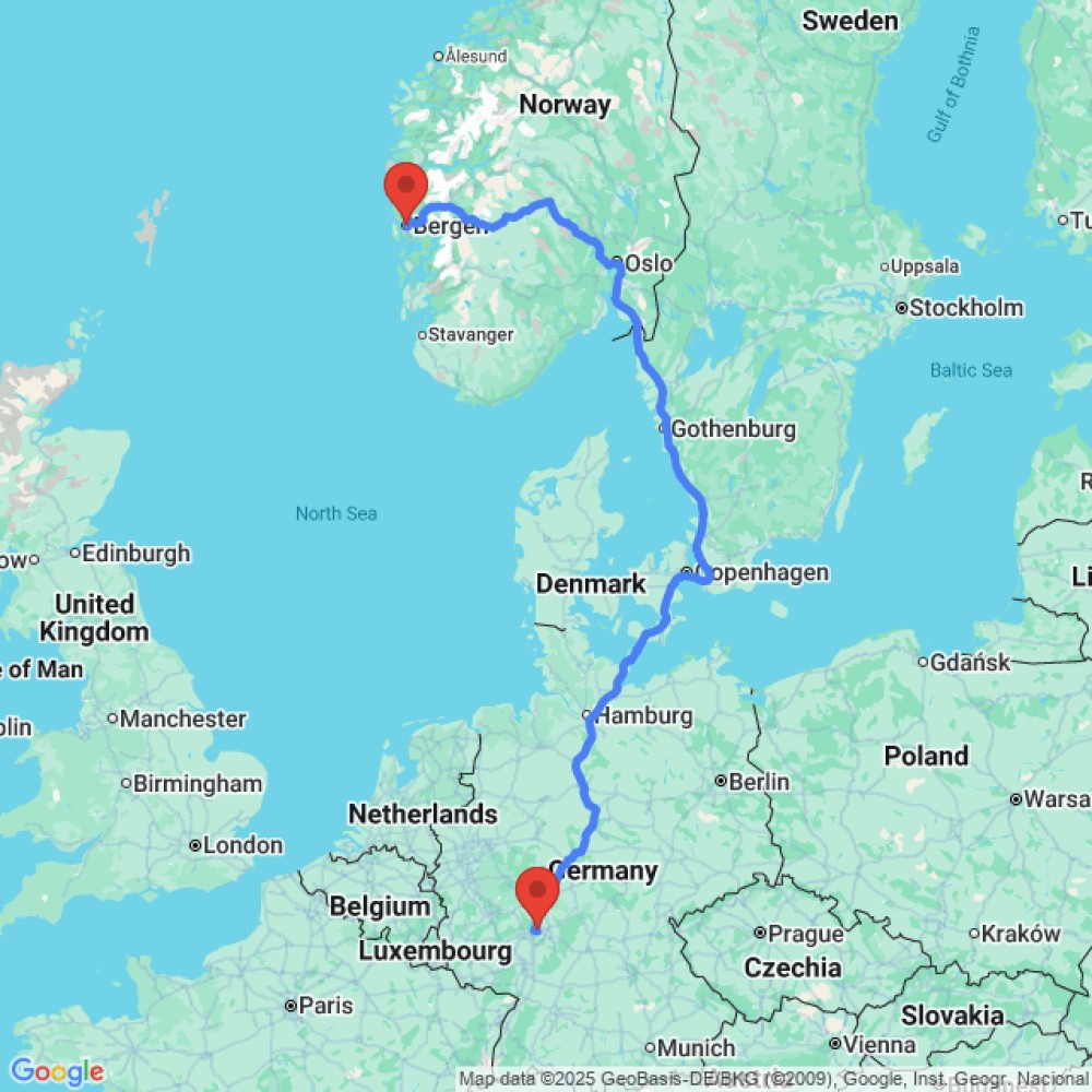 Trip between Frankfurt and Bergen