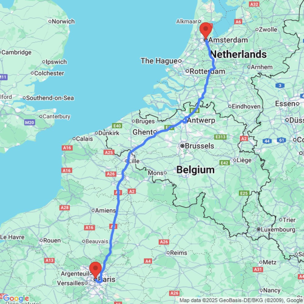 Trip between Paris and Amsterdam