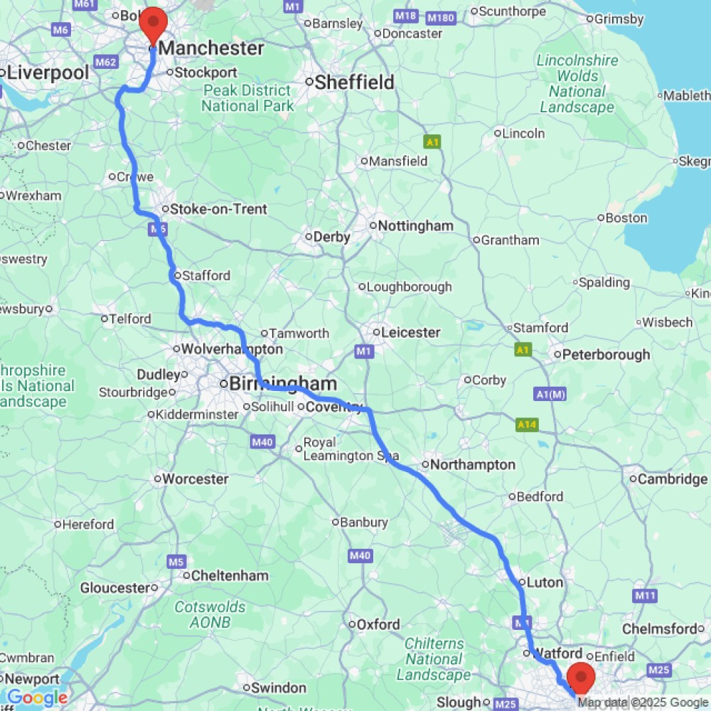 Trip between London and Manchester
