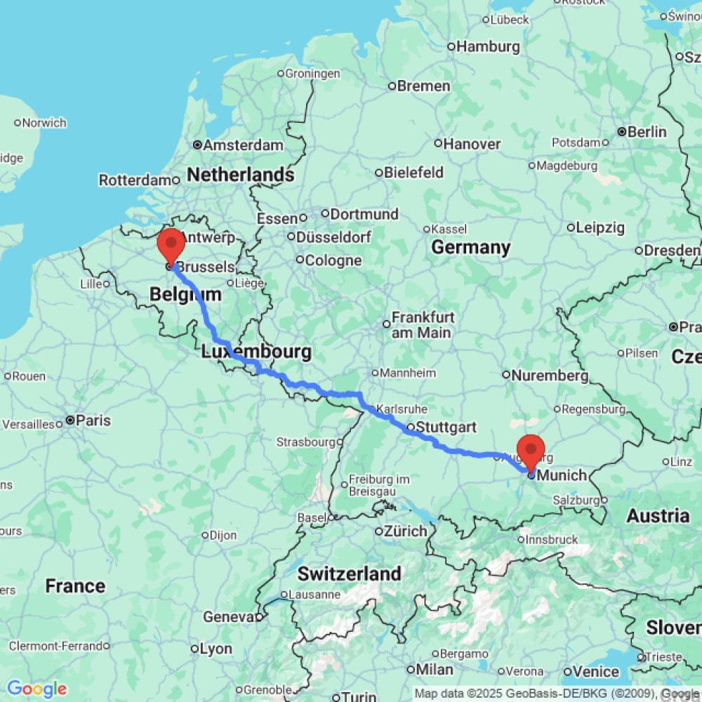 Trip between Munich and Brussels