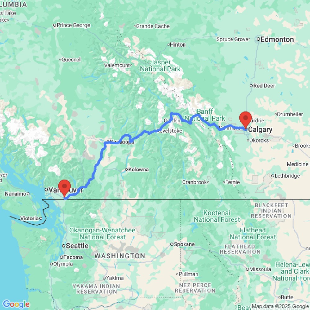 Trip between Calgary and Abbotsford