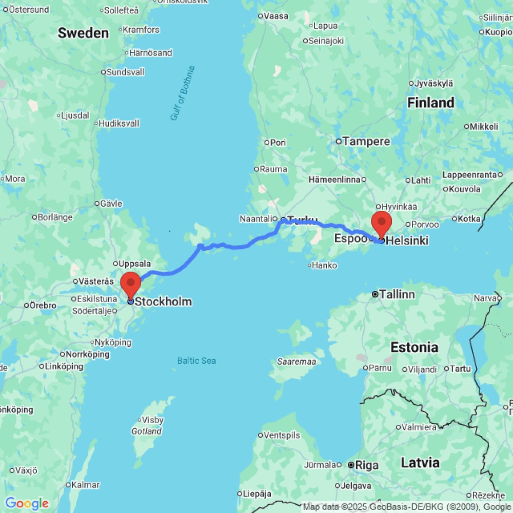 Trip between Helsinki and Stockholm