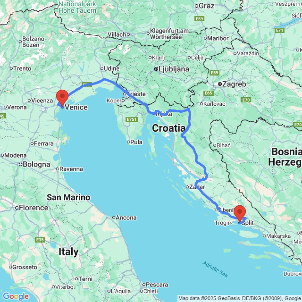 Trip between Venice and Split