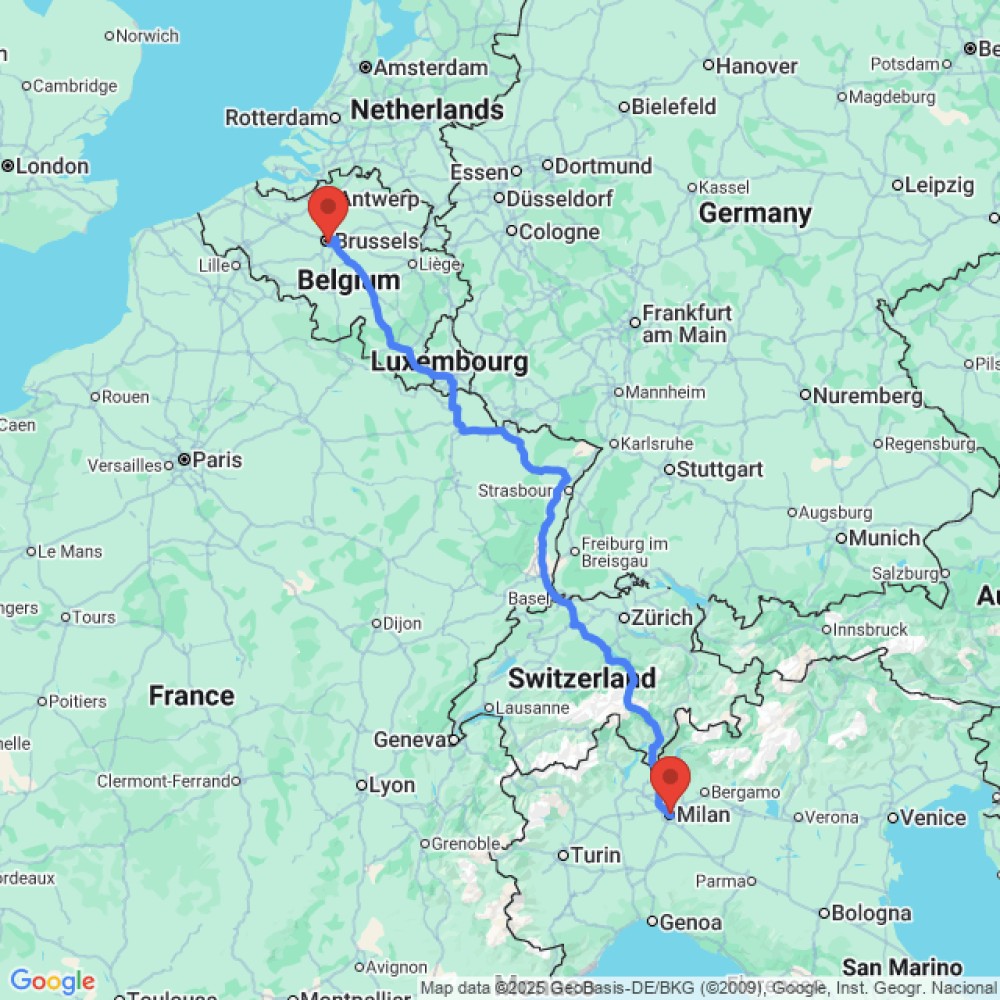 Trip between Milan and Brussels