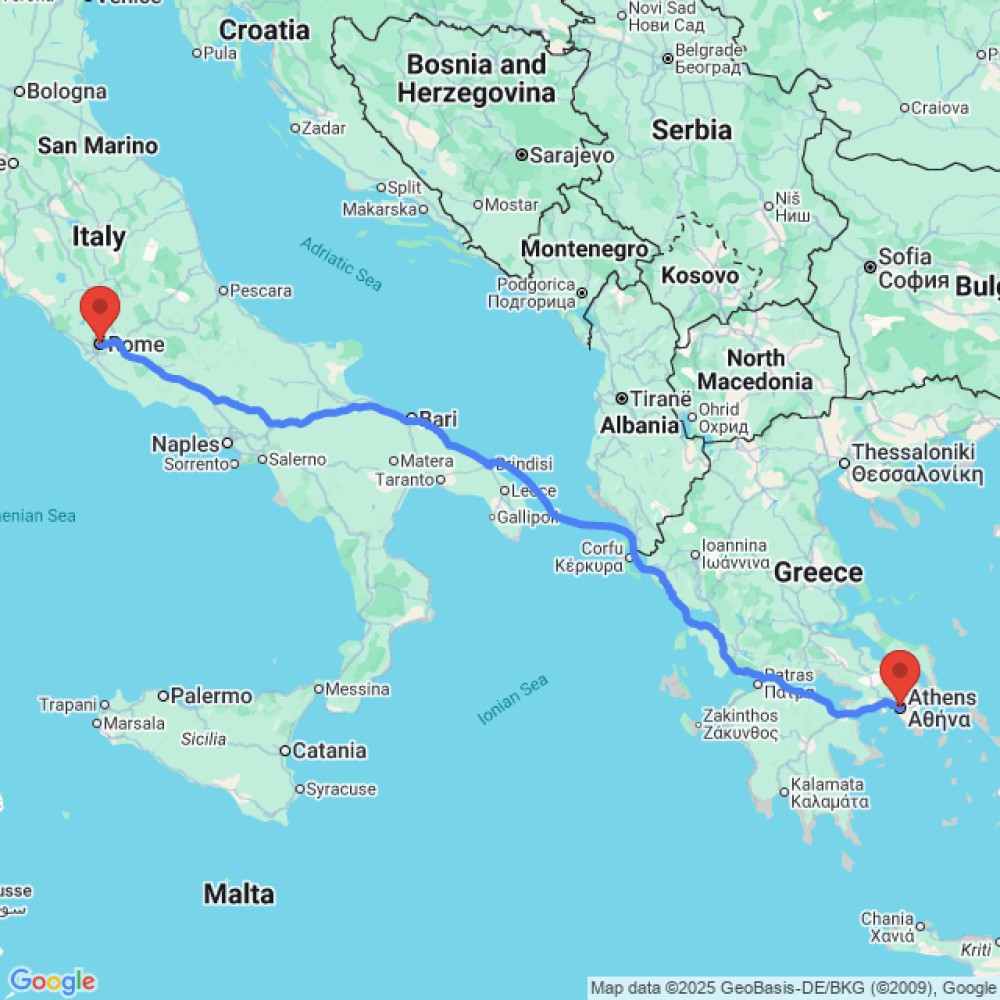 Trip between Rome and Athens