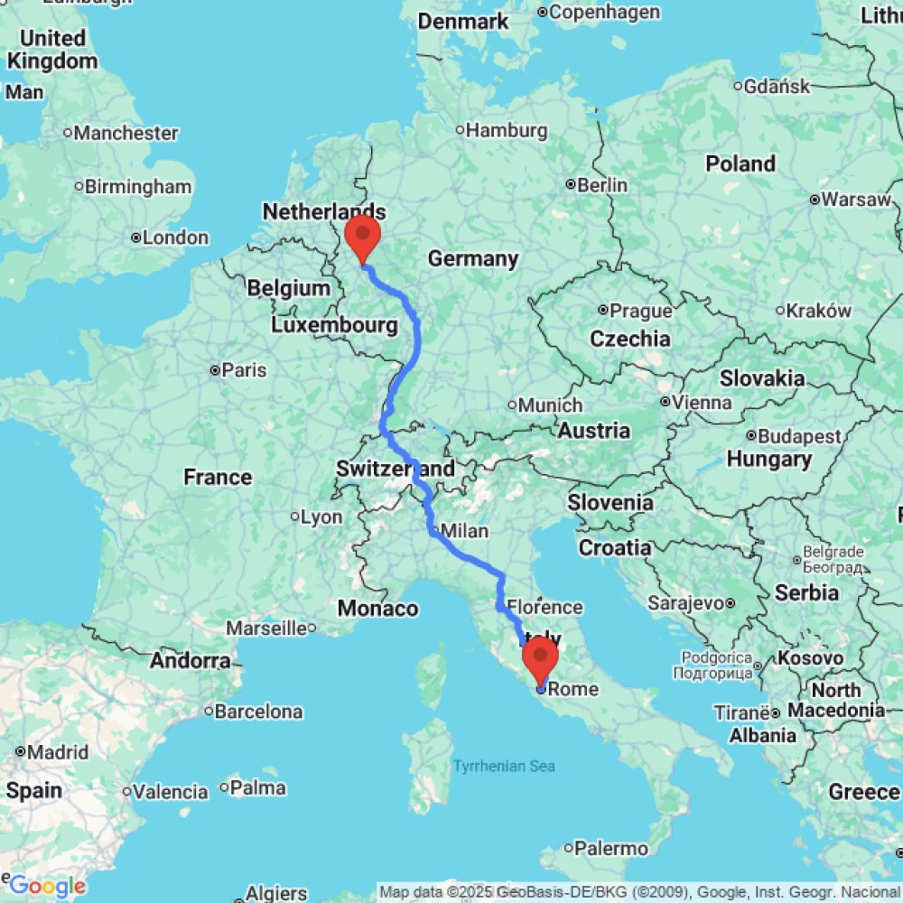 Trip between Rome and Cologne