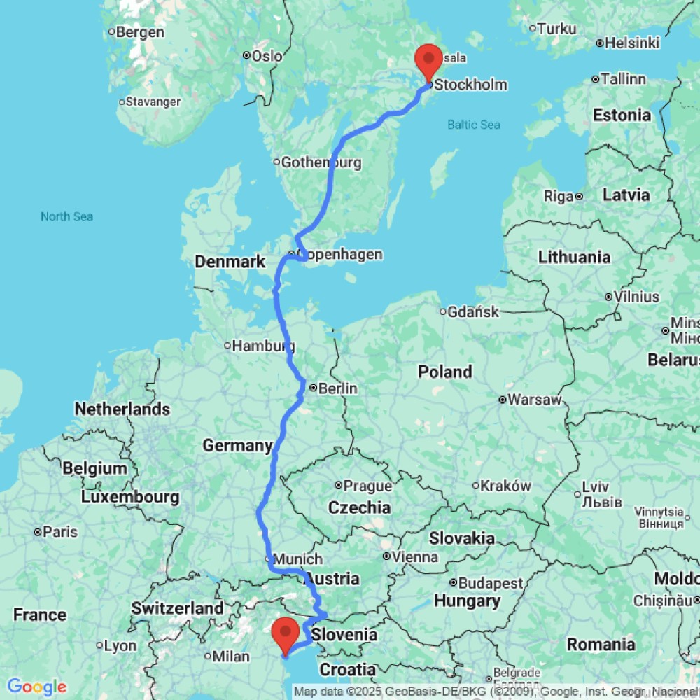 Trip between Venice and Stockholm