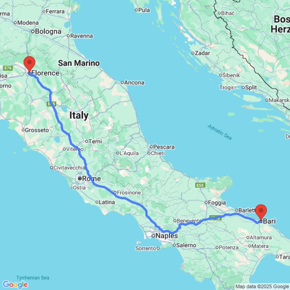 Trip between Florence and Bari